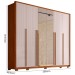 Guarda-Roupa Quintus Lux 6 Portas 6 Gavetas com Vidro Reflecta Freijó/Off White - Caemmun