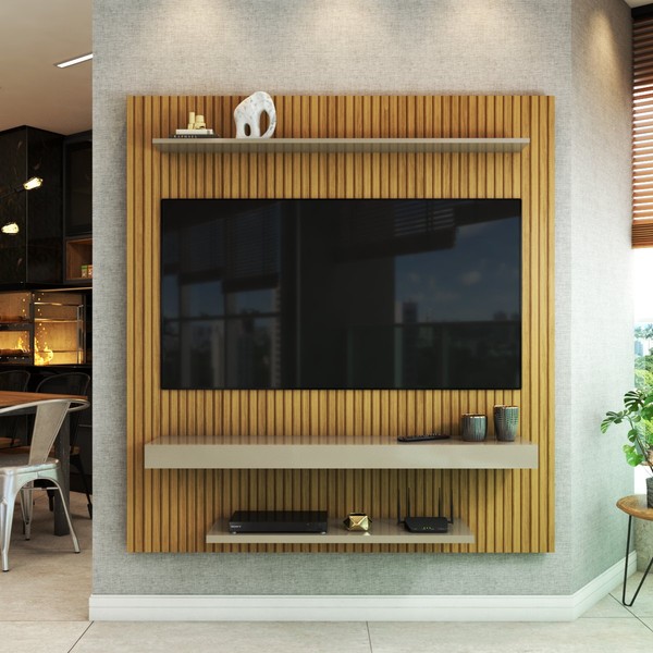 Painel para TV Até 60 Polegadas Alexandria 2 Prateleiras Off White - Panorama Móveis