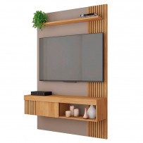 Painel para TV Até 50 Polegadas Jade 1 Porta com Ripado Buriti/Fendi - Caemmun