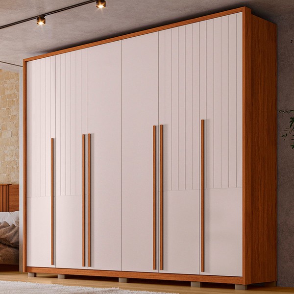 Guarda-Roupa Casal Quintus 6 Portas 6 Gavetas Freijó/Off White - Caemmun
