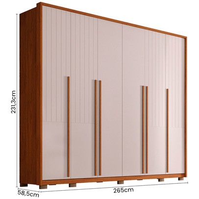 Guarda-Roupa Casal Quintus 6 Portas 6 Gavetas Freijó/Off White - Caemmun