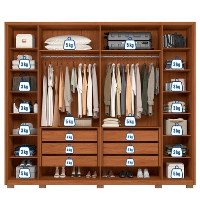 Guarda-Roupa Casal Quintus 6 Portas 6 Gavetas Freijó/Off White - Caemmun