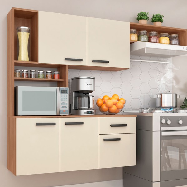 Cozinha Compacta Lis 5 Portas 1 Gaveta Manchester/Champagne - Fellicci