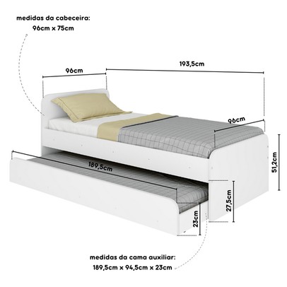 Bicama Caracol Solteiro Branco - Movelbras