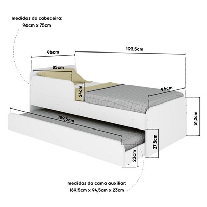 Cama Infantil Bicama Caracol Branco - Movelbras
