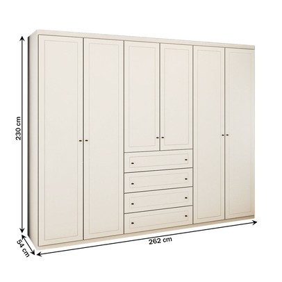 Guarda-Roupa Casal Arizona 6 Portas 4 Gavetas Branco - Panorama Móveis