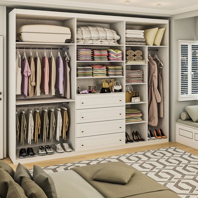 Guarda-Roupa Casal Arizona 6 Portas 4 Gavetas Branco - Panorama Móveis