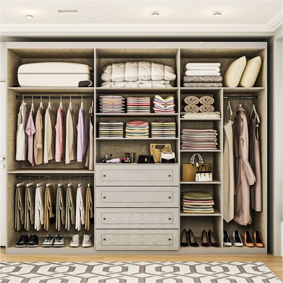 Guarda-Roupa Casal Arizona 6 Portas 4 Gavetas Cinza - Panorama Móveis