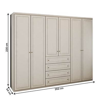 Guarda-Roupa Casal Arizona 6 Portas 4 Gavetas Cinza - Panorama Móveis