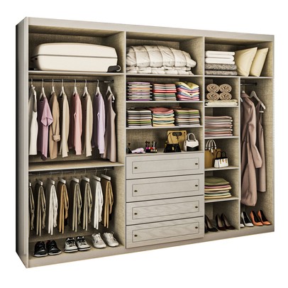 Guarda-Roupa Casal Arizona 6 Portas 4 Gavetas Cinza - Panorama Móveis