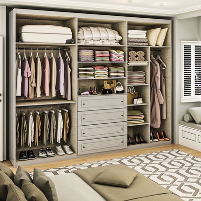 Guarda-Roupa Casal Arizona 6 Portas 4 Gavetas Cinza - Panorama Móveis