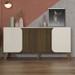 Balcão Buffet Seleto 4 Portas 2 Prateleiras Off White/Pinho Ripado - Pnr Móveis