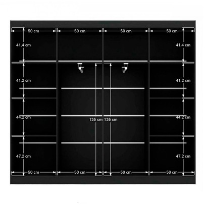 Closet Casal em L Ele e Ela 4 Metros 16 Prateleiras 4 Cabideiros Preto Fosco - Panorama Móveis