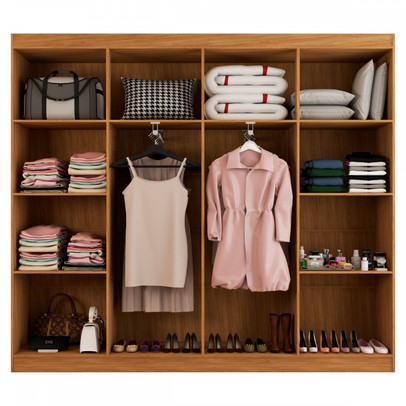 Closet Casal em L Ele e Ela 4 Metros 16 Prateleiras 4 Cabideiros Cinamomo Fosco - Panorama Móveis