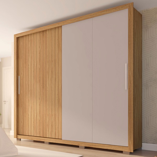 Guarda-Roupa Casal Moviment 2 Portas 4 Gavetas Buriti/Fendi - Caemmun