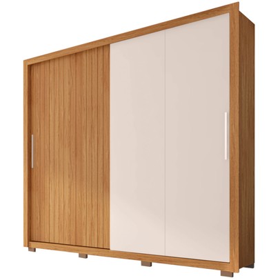 Guarda-Roupa Casal Moviment 2 Portas 4 Gavetas Freijó/Off White - Caemmun