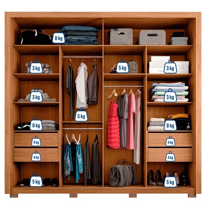 Guarda-Roupa Casal Moviment 2 Portas 4 Gavetas Freijó/Off White - Caemmun