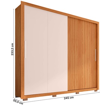 Guarda-Roupa Casal Moviment 2 Portas 4 Gavetas Freijó/Off White - Caemmun