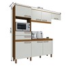 Cozinha Completa com Mesa e 4 Cadeiras Paulista 7 Portas 2 Gavetas Nature/Off White/Linho - Panorama Móveis