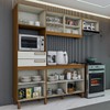 Cozinha Completa com Mesa e 4 Cadeiras Paulista 7 Portas 2 Gavetas Nature/Off White/Linho - Panorama Móveis
