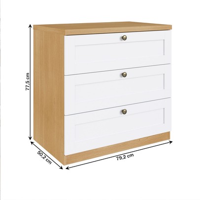 Cômoda Infinity 3 Gavetas Savana/Branco - Genialflex