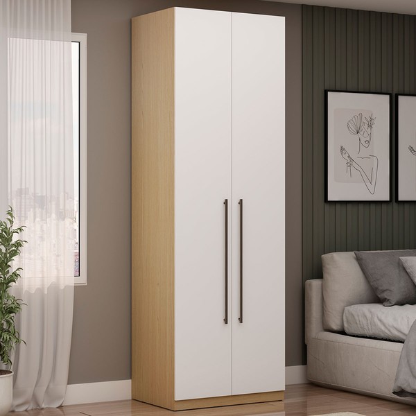 Guarda-Roupa Solteiro Infinity 2 Portas 2 Prateleiras Savana/Branco - Genialflex