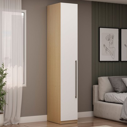 Guarda-Roupa Modulado Infinity 1 Porta 4 Prateleiras Savana/Branco - Genialflex