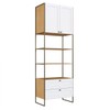 Estante para Livros 2 Portas 2 Gavetas Savana/Branco - Genialflex