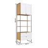 Estante para Livros 2 Portas 2 Gavetas Savana/Branco - Genialflex