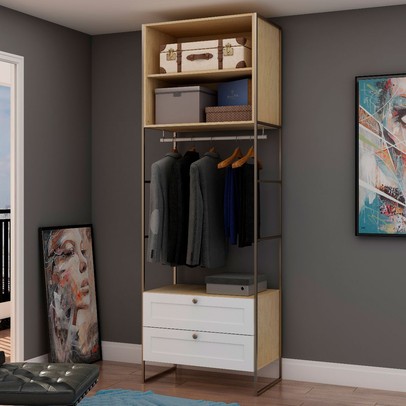 Closet Modulado Infinity 2 Gavetas Savana/Branco - Genialflex