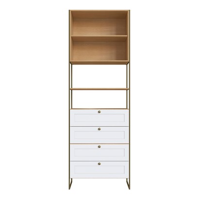 Estante para Livros Infinity 2 Portas 4 Gavetas Savana/Branco - Genialflex