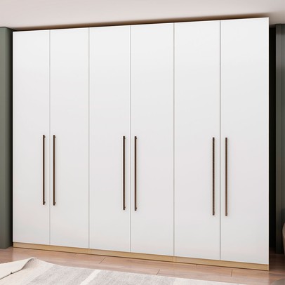 Guarda-Roupa Casal Infinity 6 Portas 3 Gavetas Nero Savana/Branco - Genialflex