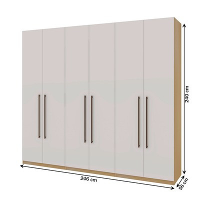 Guarda-Roupa Casal Infinity 6 Portas 3 Gavetas Nero Savana/Branco - Genialflex