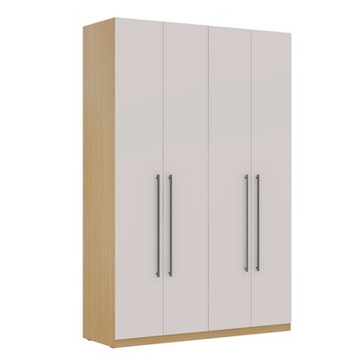 Guarda-Roupa Solteiro Infinity 4 Portas 3 Gavetas Savana/Branco - Genialflex