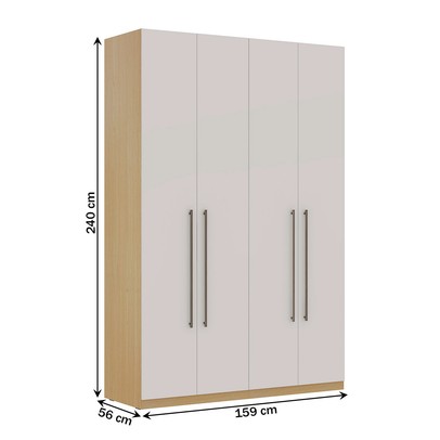 Guarda-Roupa Solteiro Infinity 4 Portas 3 Gavetas Savana/Branco - Genialflex
