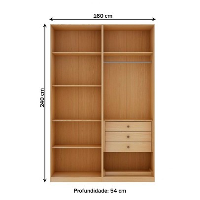 Closet Modulado Infinity 3 Gavetas 5 Prateleiras Savana - Genialflex