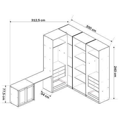 Quarto Completo Infinity 2 Portas 6 Gavetas Savana/Branco - Genialflex