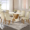Mesa de Jantar 6 Lugares Alice com Vidro Nature/Off White/Linho - Panorama Móveis