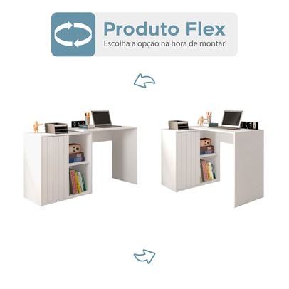 Mesa Escrivaninha Tech 1 Porta 1 Prateleira Branco - Caemmun