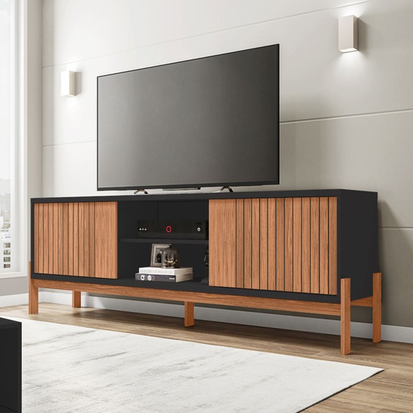 Rack para TV Até 72 Polegadas Tannen 2 Portas Freijó/Preto - Caemmun