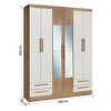 Guarda-Roupa Casal 6 Portas 4 Gavetas com Espelho Wood/Branco Rp3640 - Decibal