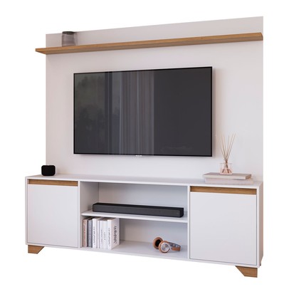 Rack com Painel para TV Até 40 Polegadas Benevello 2 Portas Siena/Branco - Quiditá Móveis