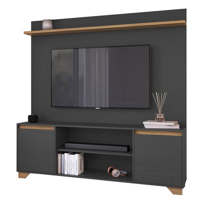 Rack com Painel para TV Até 40 Polegadas Benevello 2 Portas Siena/Grafite - Quiditá Móveis