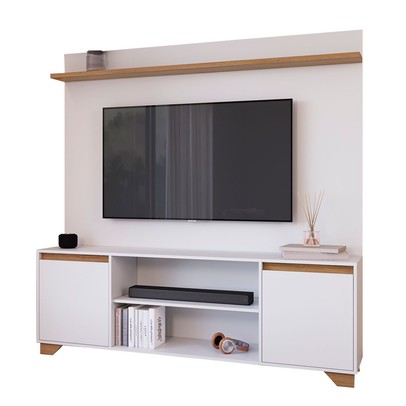 Rack com Painel para TV Até 50 Polegadas Benevello 2 Portas Siena/Branco - Quiditá Móveis