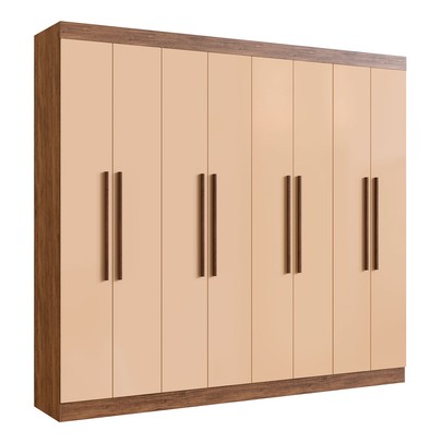 Guarda-Roupa Casal Califórnia 8 Portas 4 Gavetas 100% Mdf Castanho/Nude - Doripel