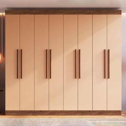Guarda-Roupa Casal Califórnia 8 Portas 4 Gavetas 100% Mdf Castanho/Nude - Doripel
