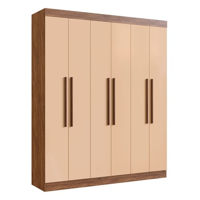 Guarda-Roupa Casal New York 6 Portas 2 Gavetas 100% Mdf Castanho/Nude - Doripel
