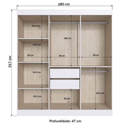 Guarda-Roupa Casal New York 6 Portas 2 Gavetas 100% Mdf Castanho/Nude - Doripel