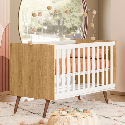 Berço Mini Cama Encanto Freijó/Branco - Qmovi