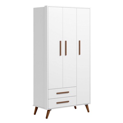 Guarda-Roupa de Bebê Encanto 3 Portas 2 Gavetas Branco Acetinado - Qmovi